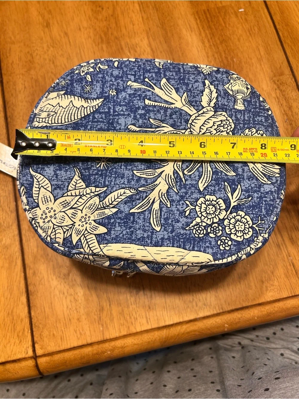 New Americana by Sharif Blue Floral Quilted Zippered Cosmetic Travel Case